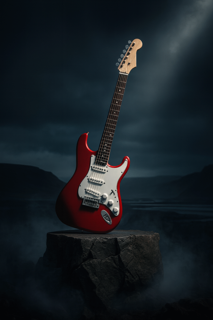 Fender on a rock