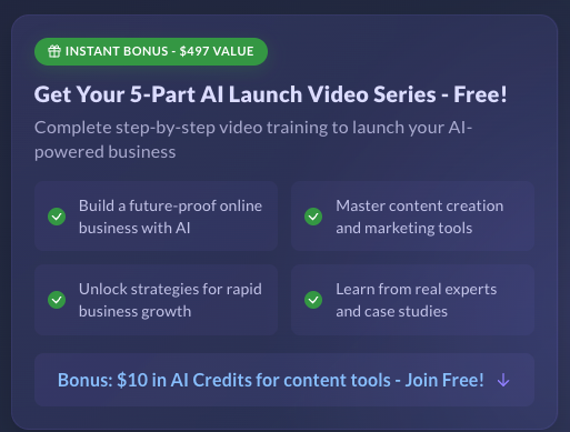 Instant Bonus offered by Wealthy Affiliate, the 5-Part AI Launch Series