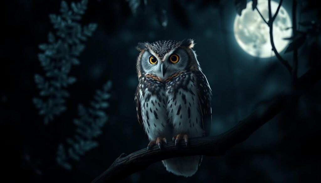 Curious Owl in the moonlight