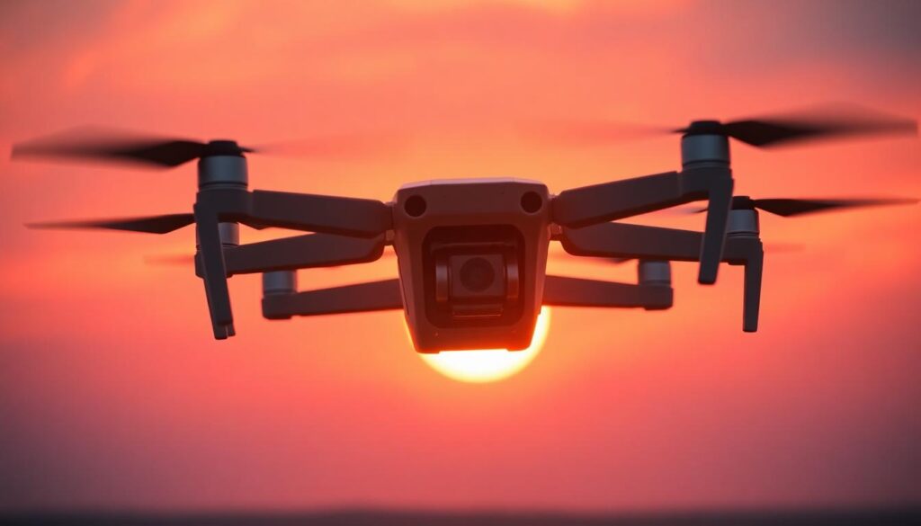 Drone flight at sunset 3