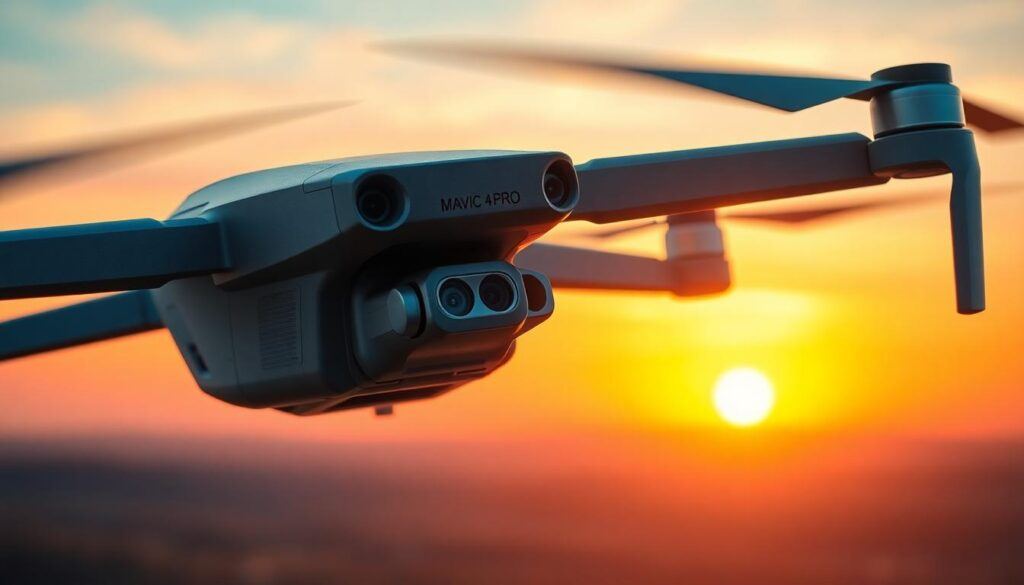 Drone flight at sunset 2