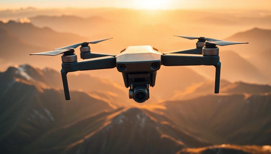 drone over mountains