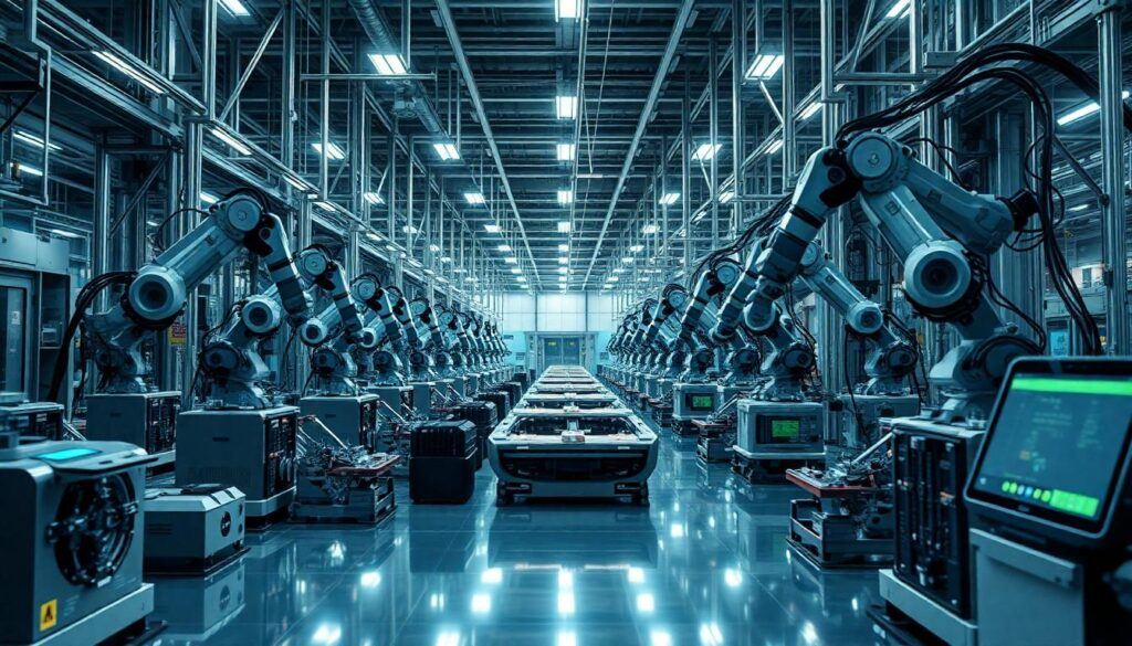 an automated factory floor