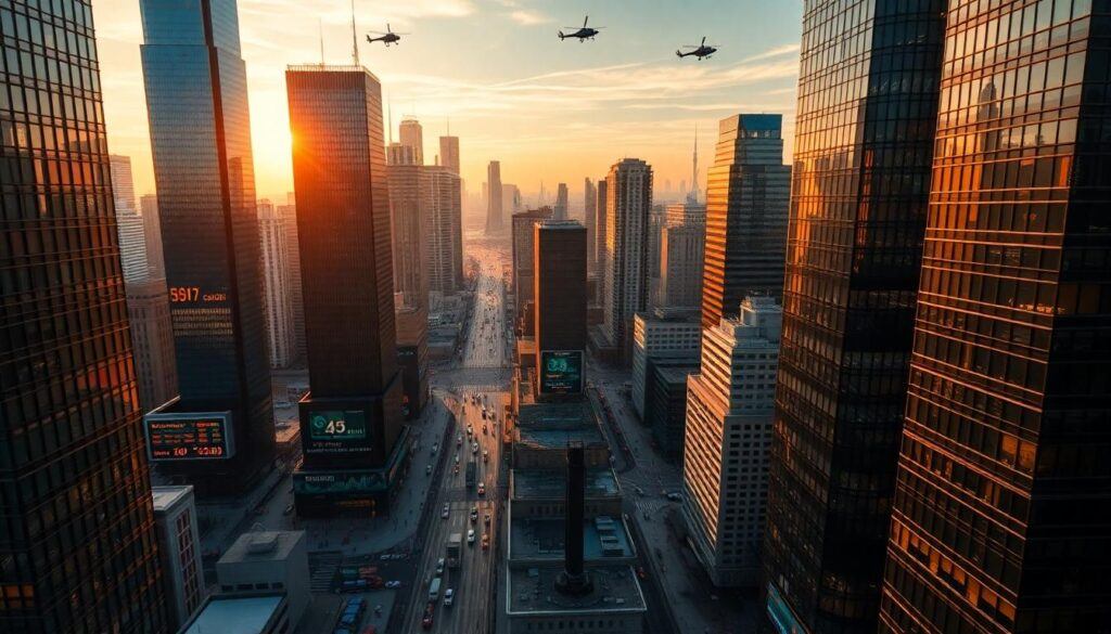 helicopters and skyscrapers