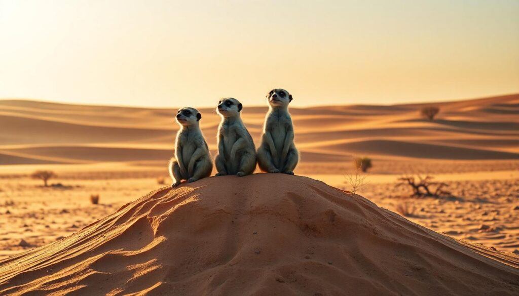 Meerkat family on their mound