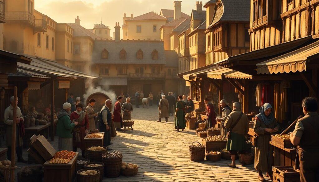 a medieval marketplace