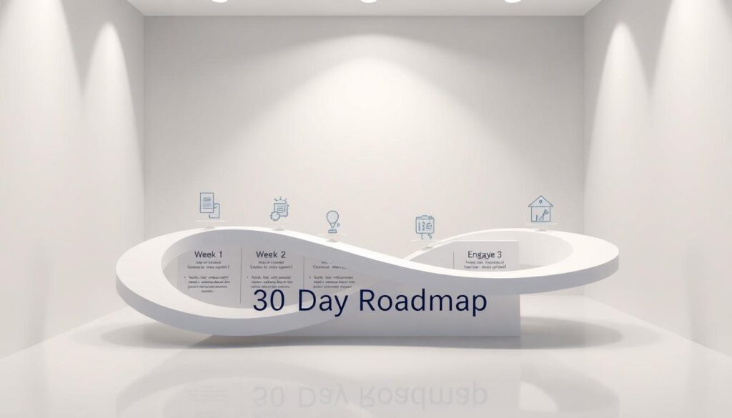 Wealthy Affiliate 30 Day Roadmap showing a step-by-step path for beginners to build a website, publish content, and grow with the community.